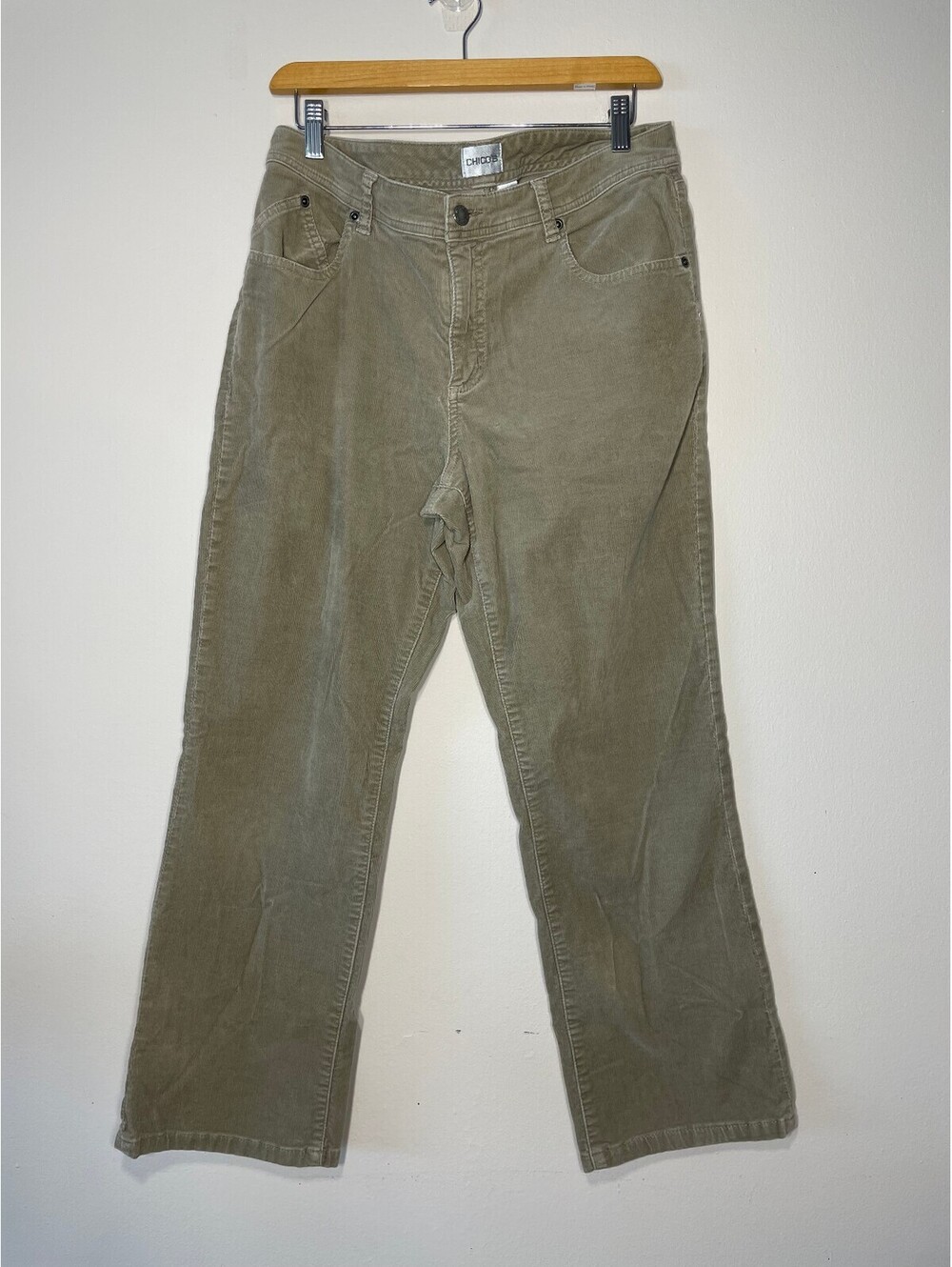 Chico’s Khaki Corduroy Pants VTG MicroCord Bootcut Trouser S